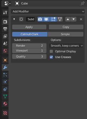 subdivision surface modifier menu